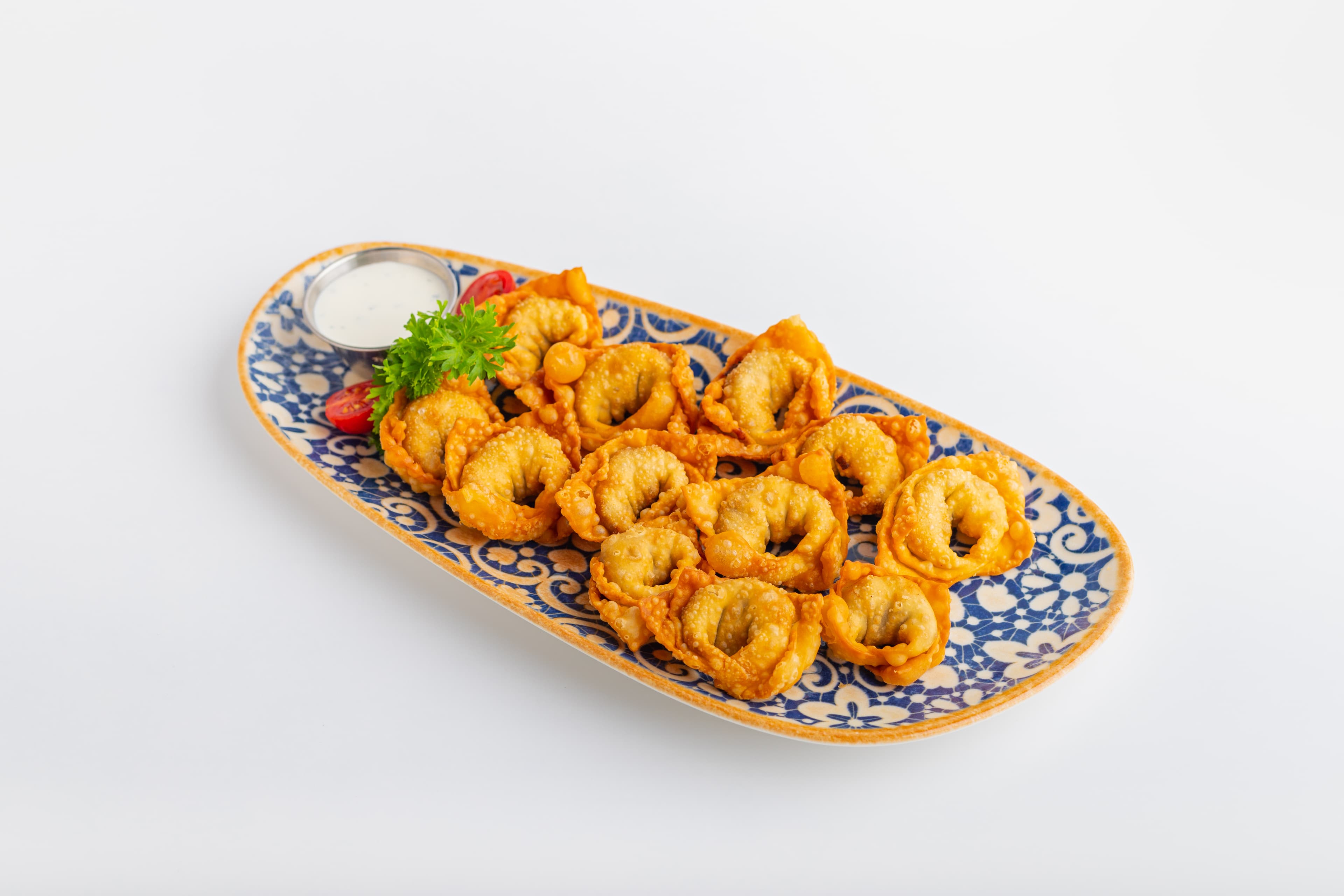Хрустящие кольца кальмара с соусом
